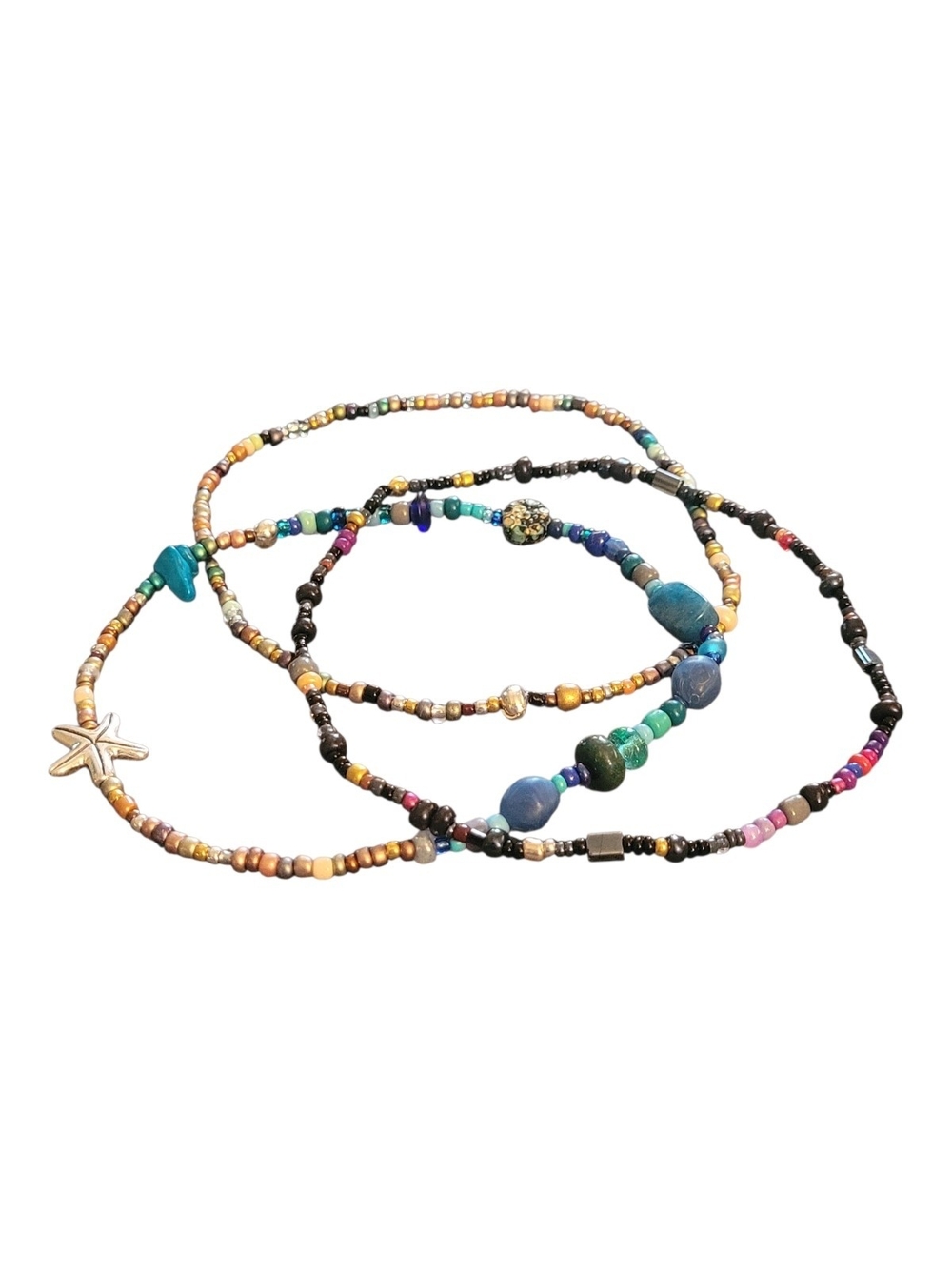 Multicolor Beaded Layered Anklet Set - Picture 2 of 5